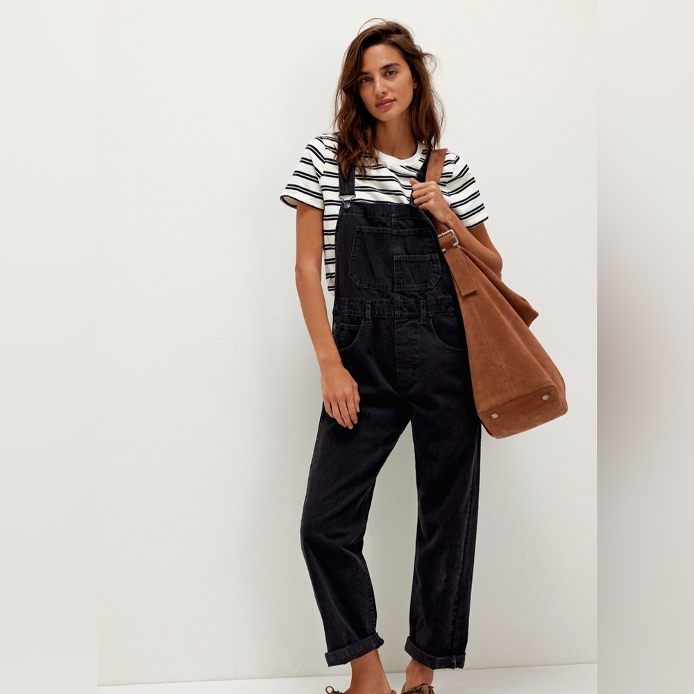 We the Free Ziggy Black Denim Overalls